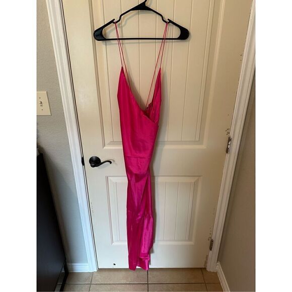 NWT SER.O.YA Retrofete Revolve Emma Pink Silk Slit Midi Dress Size L - Picture 5 of 13